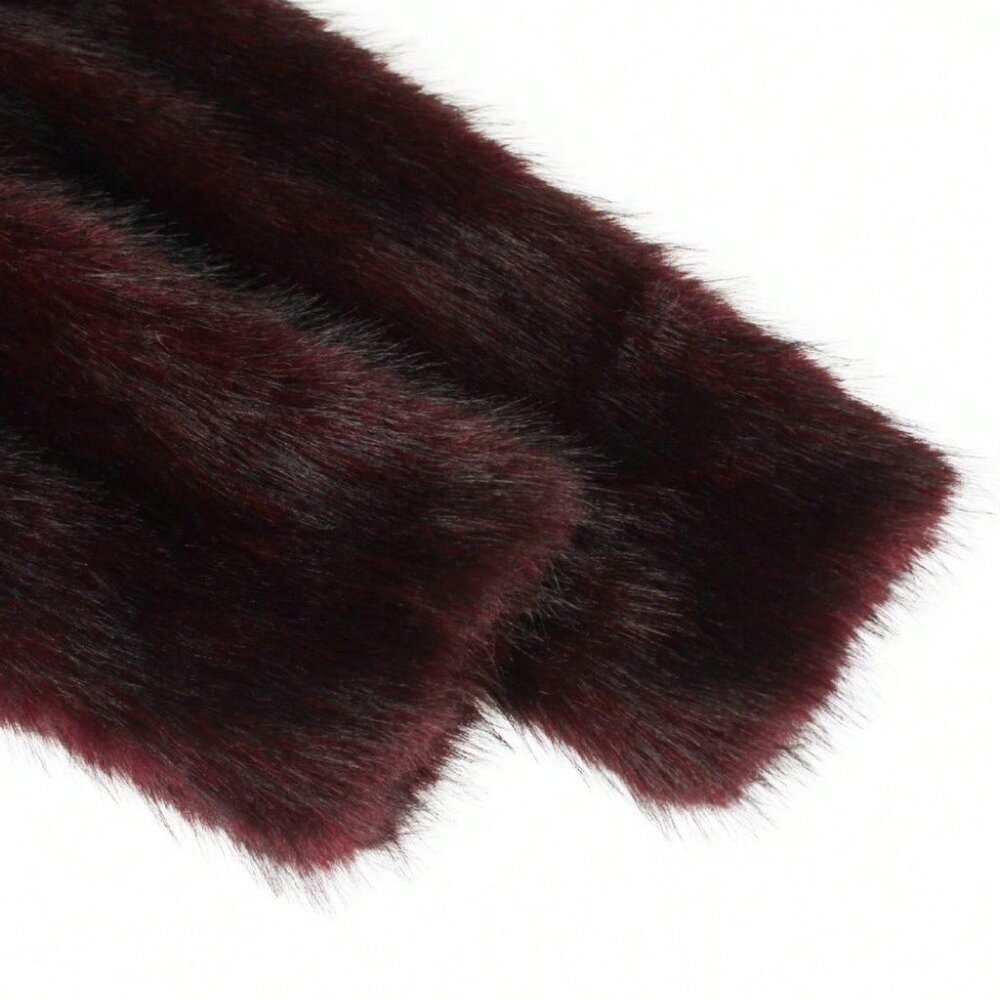 Red Casual Women's Faux Fur Crocodile Print Jacket - Picture 7 of 8